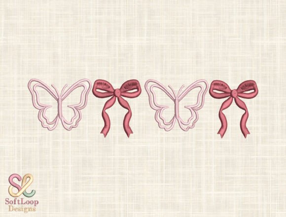 Butterfly Bow Embroidery Design Set