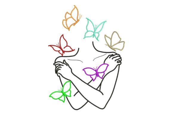 Butterfly Line Art Embroidery
