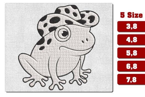 Cowboy Frog Retro Machine Embroidery