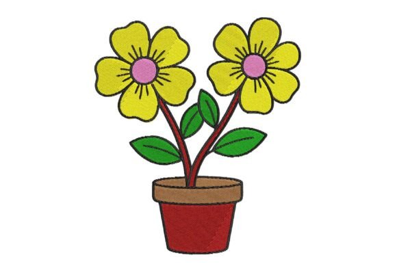 Cute Flower Pot Embroidery Design