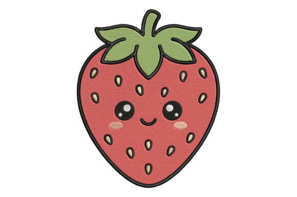 Kawai Strawberry Embroidery Design