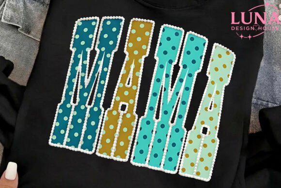 Mama Polka Dot Faux Embroidery PNG