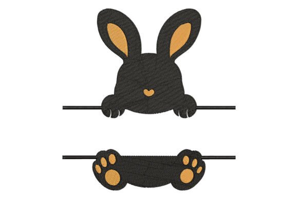 Peekaboo Black Bunny Embroidery