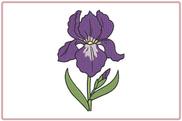 Purple Iris Flower Embroidery Design