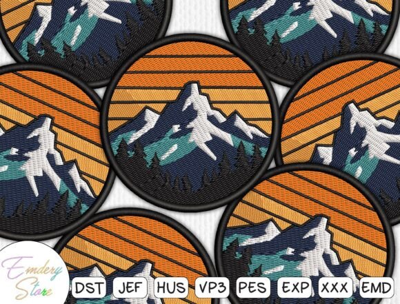 Sunset Forest Patch Embroidery Design
