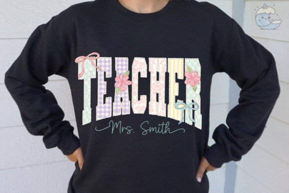 Teacher Faux Embroidery PNG Clipart